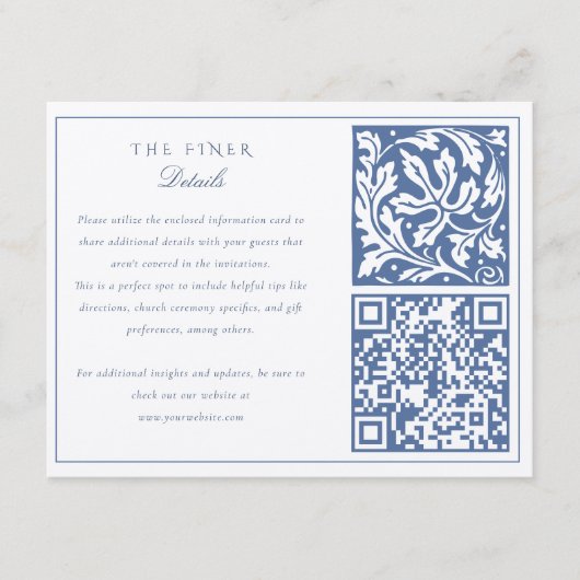 William Morris geïnspireerd bruiloft informatie Ka Informatiekaartje (Voorkant)