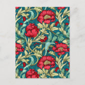 William Morris geïnspireerd door Red Flowers Patte Feestdagenkaart (Voorkant)