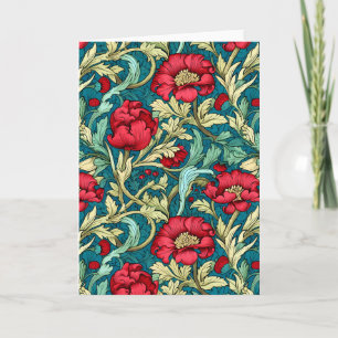 William Morris geïnspireerd door Red Flowers Patte Kaart