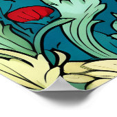 William Morris geïnspireerd door Red Flowers Patte Poster (Hoek)