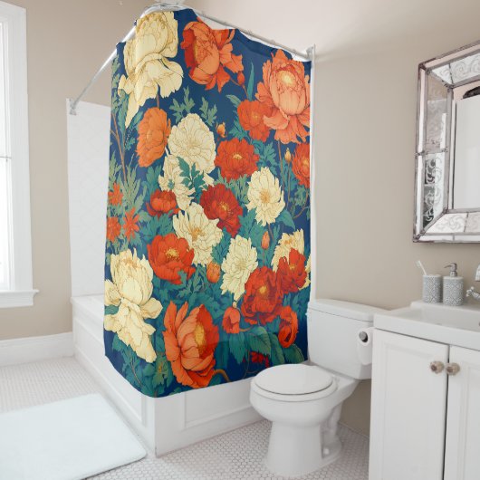 William Morris Geïnspireerd Douchegordijn (In situ)