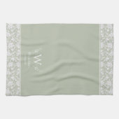 William Morris Geïnspireerd Grijs Groen Bloemen Cu Theedoek (Horizontaal)