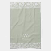 William Morris Geïnspireerd Grijs Groen Bloemen Cu Theedoek (Verticaal)