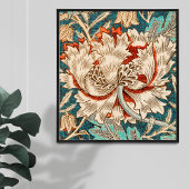 William Morris-Geïnspireerd Honeysuckle Bloemen Te Foto Afdruk
