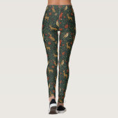 William Morris Geïnspireerd Kerst Botanisch Dier Leggings (Achterkant)