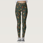 William Morris Geïnspireerd Kerst Botanisch Dier Leggings (Voorkant)