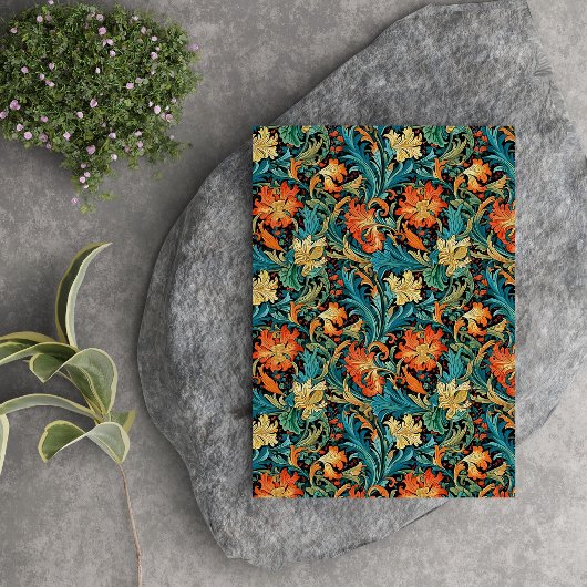 William Morris geïnspireerd koper pastel blauw gee Tissuepapier