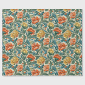 William Morris geïnspireerd koper pastel groen gee Cadeaupapier (Vlak)