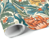 William Morris geïnspireerd koper pastel groen gee Cadeaupapier (Rol Hoek)