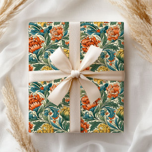 William Morris geïnspireerd koper pastel groen gee Cadeaupapier