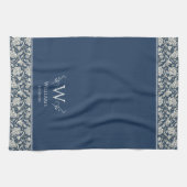William Morris Geïnspireerd Navy Blue Floral Custo Theedoek (Horizontaal)