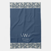 William Morris Geïnspireerd Navy Blue Floral Custo Theedoek (Verticaal)