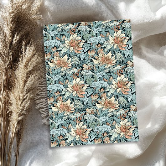 William Morris geïnspireerd pastel blauw ivoor per Tissuepapier