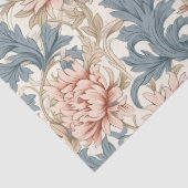 William Morris geïnspireerd pastelblauw bord roze Tissuepapier (Detail)