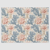 William Morris geïnspireerd pastelblauw bord roze Tissuepapier (Voorkant)