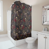 William Morris geïnspireerd patroon gothic schedel Douchegordijn (In situ)