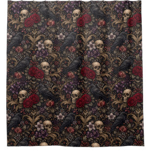 William Morris geïnspireerd patroon gothic schedel Douchegordijn