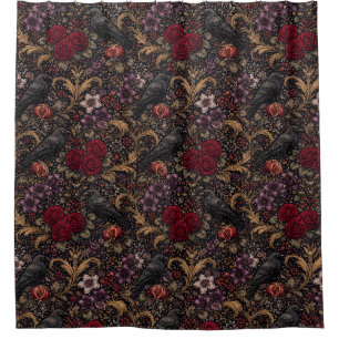 William Morris geïnspireerd patroon Gotische kraai Douchegordijn