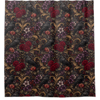 William Morris geïnspireerd patroon Gotische kraai Douchegordijn