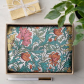 William Morris geïnspireerd roze geel koperblauw Tissuepapier (Geschenk)