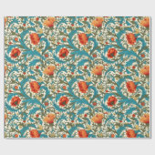 William Morris geïnspireerd terracotta pastel blau Cadeaupapier (Vlak)