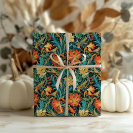 William Morris geïnspireerd terracotta pastel blau Cadeaupapier