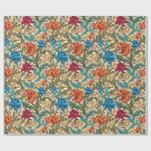 William Morris geïnspireerd terracotta pastel blau Cadeaupapier (Vlak)