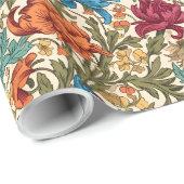 William Morris geïnspireerd terracotta pastel blau Cadeaupapier (Rol Hoek)