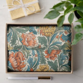 William Morris geïnspireerd terracotta pastel blau Tissuepapier (Geschenk)