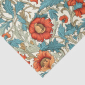 William Morris geïnspireerd terracotta pastel blau Tissuepapier (Detail)