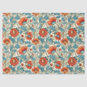 William Morris geïnspireerd terracotta pastel blau Tissuepapier (Voorkant)