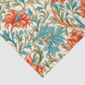 William Morris geïnspireerd terracotta pastel blau Tissuepapier (Detail)