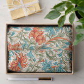 William Morris geïnspireerd terracotta pastel blau Tissuepapier (Geschenk)