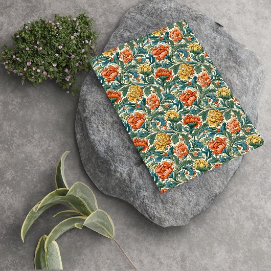 William Morris geïnspireerd terracotta pastel blau Tissuepapier