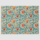 William Morris geïnspireerd terracotta pastel blau Tissuepapier (Voorkant)