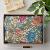 William Morris geïnspireerd terracotta pastel blau Tissuepapier (Geschenk)