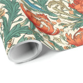 William Morris geïnspireerd terracotta pastel groe Cadeaupapier (Rol Hoek)