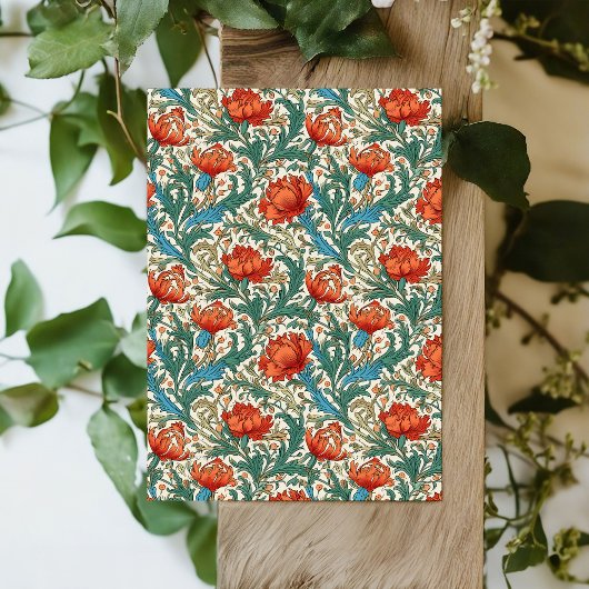 William Morris geïnspireerd terracotta pastel groe Tissuepapier