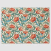 William Morris geïnspireerd terracotta pastel groe Tissuepapier (Voorkant)