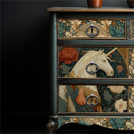  William Morris Geïnspireerd Unicorn Bloemen Tissuepapier