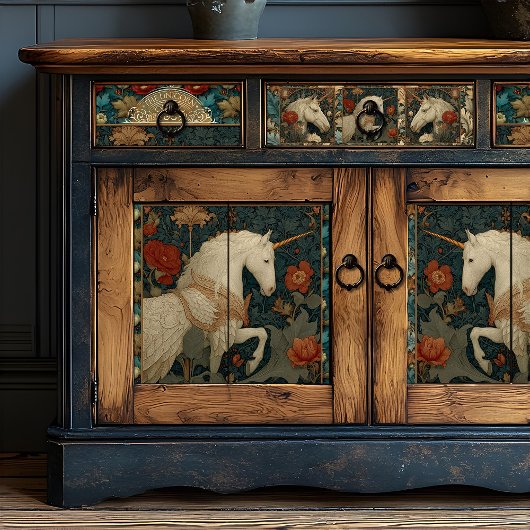  William Morris Geïnspireerd Unicorn Bloemen Tissuepapier