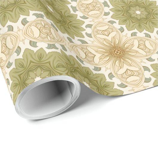 William Morris geïnspireerd zacht pastelgroen ivoo Cadeaupapier (Rol Hoek)