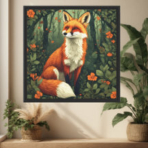 William Morris geïnspireerde botanische bos vos wa