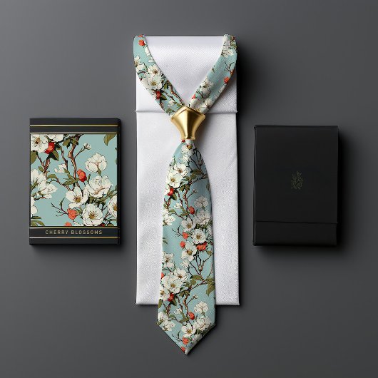 William Morris-geïnspireerde Cherry Blossom Bloeme Stropdas