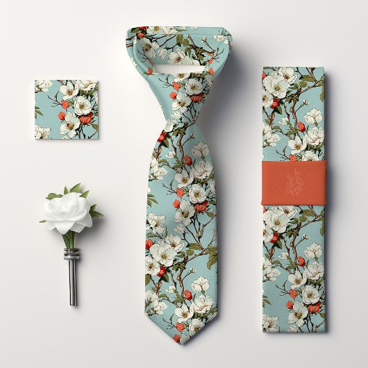 William Morris-geïnspireerde Cherry Blossom Bloeme Stropdas