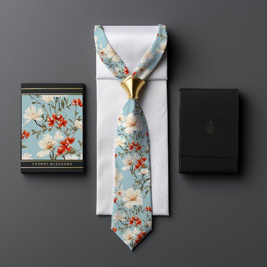 William Morris-geïnspireerde Cherry Blossom Bloeme Stropdas