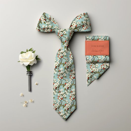 William Morris-geïnspireerde Cherry Blossom Bloeme Stropdas