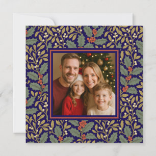 William Morris Geïnspireerde Holly Square Foto Feestdagenkaart