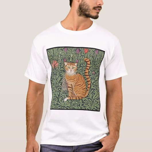 William Morris Geïnspireerde kat 1 T-shirt (Voorkant)