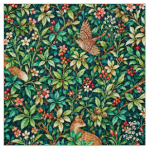 William Morris geïnspireerde vos en fazant Stof